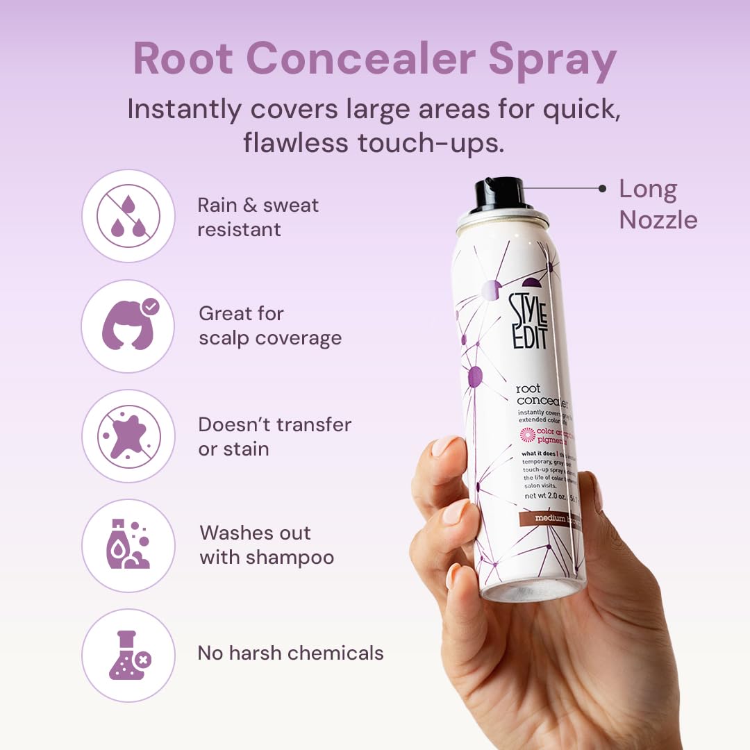 Style Edit Root Touch Up Spray | Temporary Hair Color for Gray Roots and Thinning Hair | Salon-Quality, Transfer-Resistant Hair Concealer | Black, 2 Beauty & Personal Care STYLE EDIT