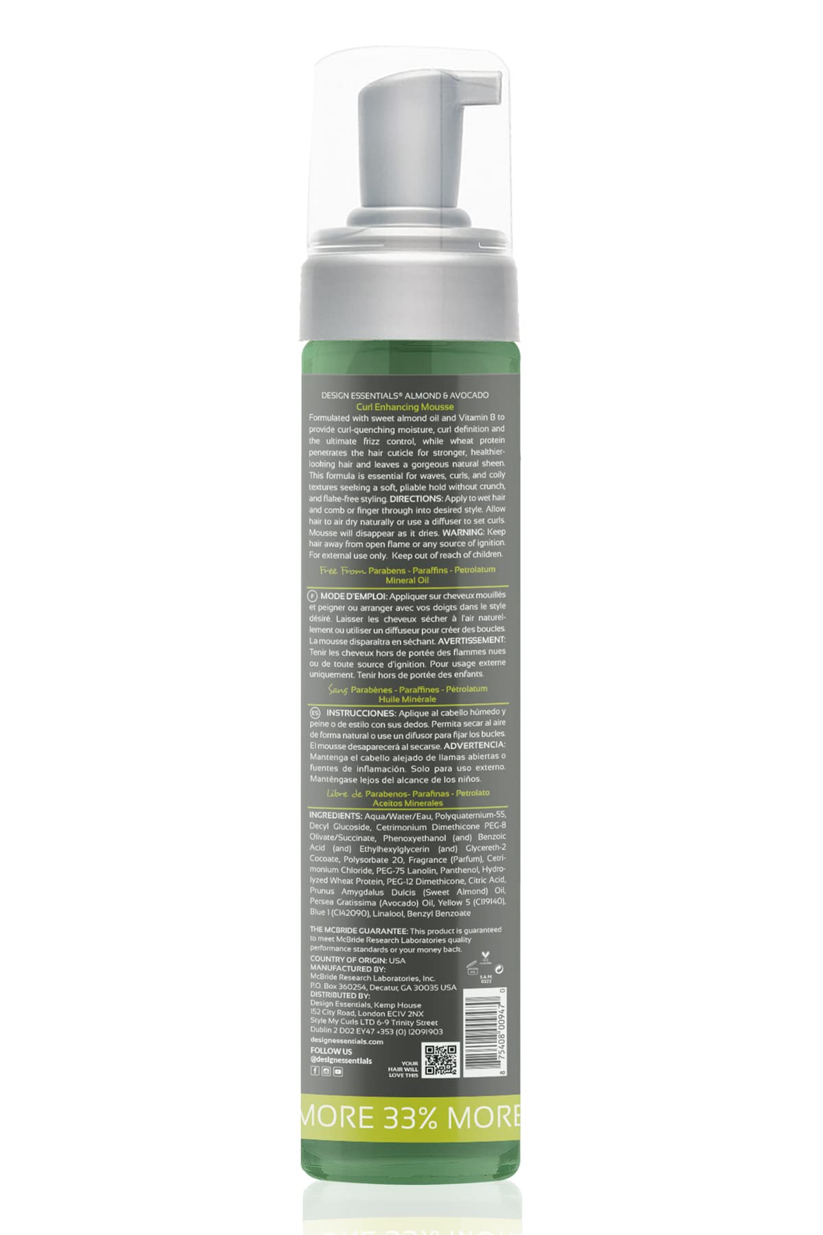 Design Essentials Almond and Avocado Curl Enhancing Hair Mousse for Curly Hair; 10 Oz (Pack of 1) Beauty & Personal Care Design Essentials