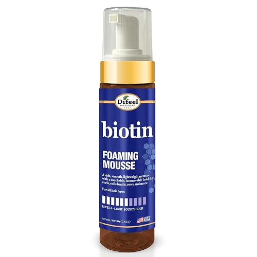 Difeel Biotin Foaming Mousse 8 oz. - Curly Hair Biotin Thickening Mousse, Ideal for Curls, Rows, Braids, and Coils Beauty & Personal Care Difeel