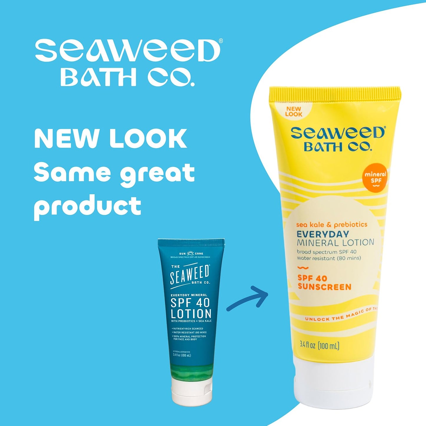 Seaweed Bath Co. Everyday Mineral SPF 40 Broad Spectrum Sunscreen Lotion, 3.4 Ounce, Sustainably Harvested Seaweed, Sea Kale, Prebiotics Beauty & Personal Care The Seaweed Bath Co.