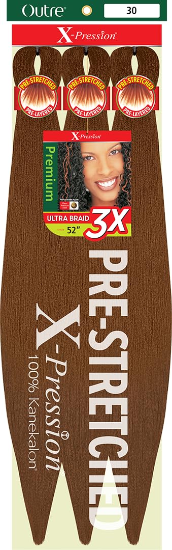 Outre X-Pression Braid - Pre Stretched Braid 52" 3X (2 Pack, LIGHT AUBURN 30)