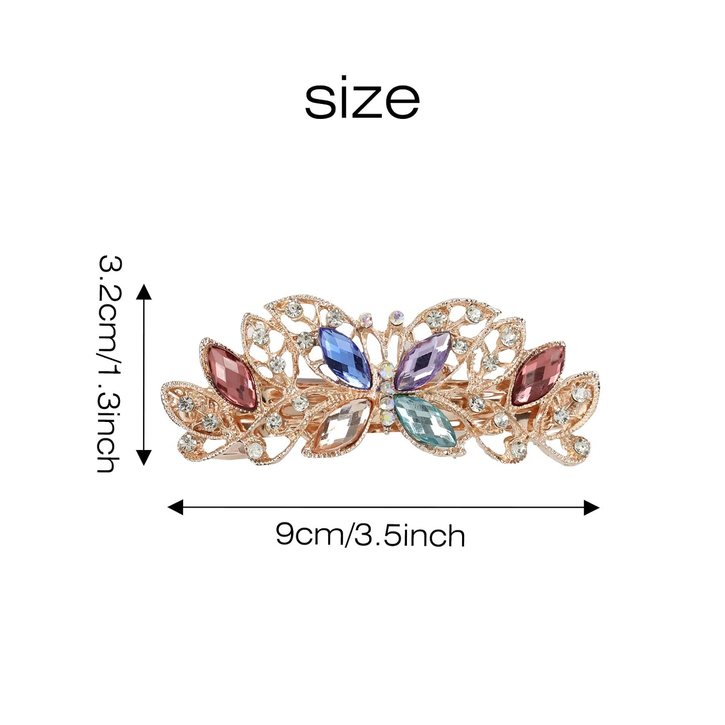 Lawie 4 Pack Luxury Butterfly Jeweled Crystal Rhinestone Glitter Sparkly Metal Hair Barrettes Snap Clips Hairpins Hairgrip Thin Thick Bun Twist Holder Beauty & Personal Care Lawie