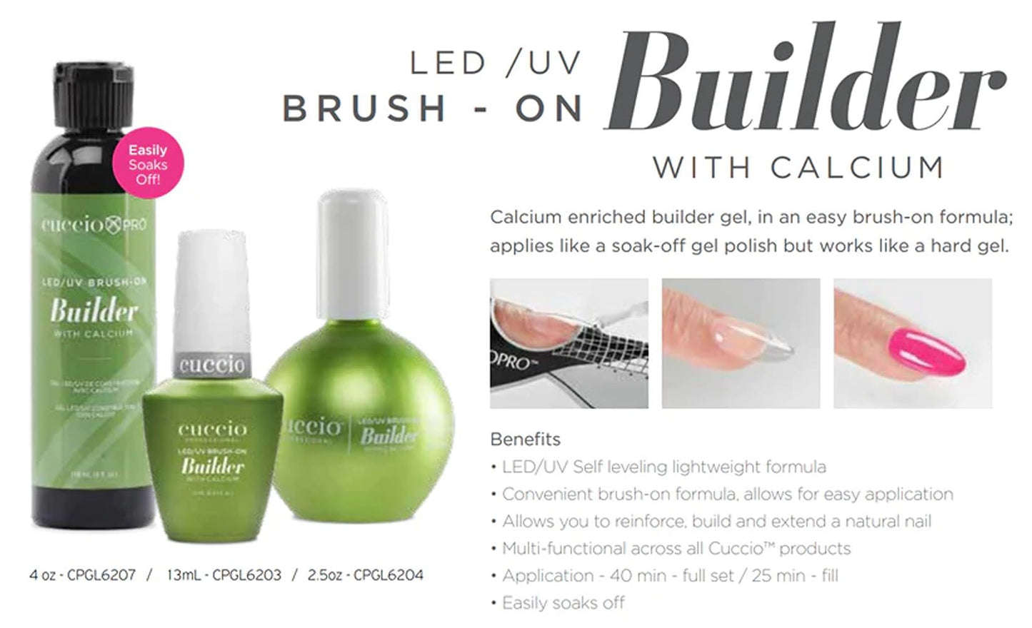 LED-UV Brush-On Builder Gel with Calcium by Cuccio Pro for Women - 2.5 oz Nail Polish (Pack of 1) Beauty & Personal Care Cuccio