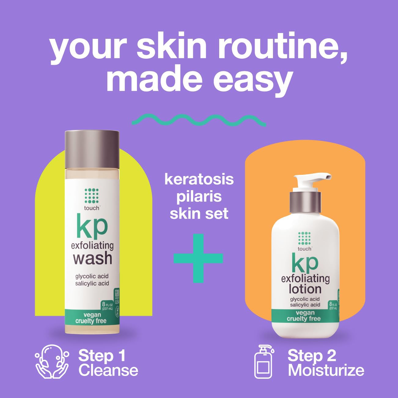 TOUCH Glycolic Acid Lotion for Keratosis Pilaris - KP Exfoliating Body Lotion Moisturizer - for AHA BHA Rough & Bumpy Skin- Gets Rid of Redness Beauty & Personal Care TOUCH