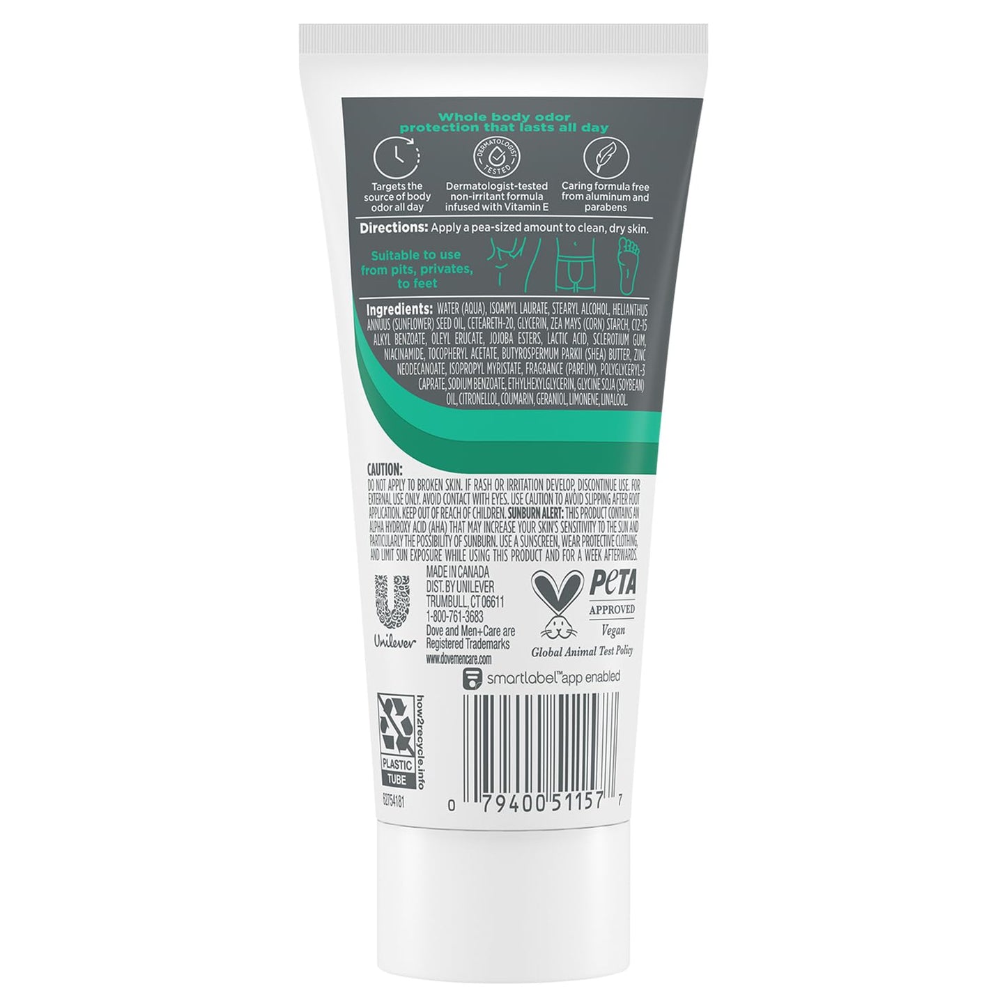 Dove Men+Care Whole Body Deo Aluminum-Free Deodorant Cream Aloe + Bamboo Suitable from Pits, Privates, to Feet 2.5 fl oz (Pack of 2) Beauty and Personal Care DOVE MEN + CARE
