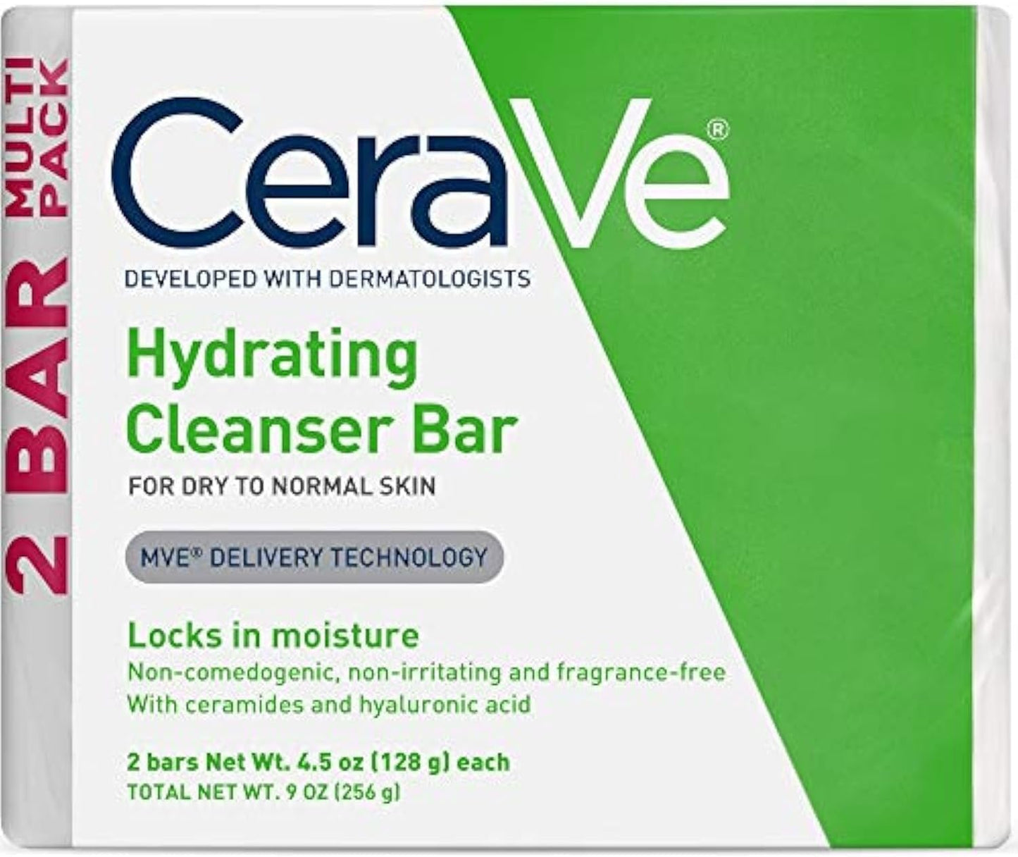 CeraVe Hydrating Cleanser Bar, Soap-Free Body and Facial Cleanser with 5% Moisturizing Cream, Fragrance-Free, 4.5 Ounce Each (Pack of 12) Beauty and Personal Care CeraVe Default Title
