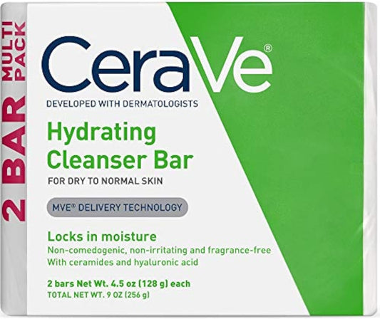 CeraVe Hydrating Cleanser Bar, Soap-Free Body and Facial Cleanser with 5% Moisturizing Cream, Fragrance-Free, 4.5 Ounce Each (Pack of 12) Beauty and Personal Care CeraVe Default Title