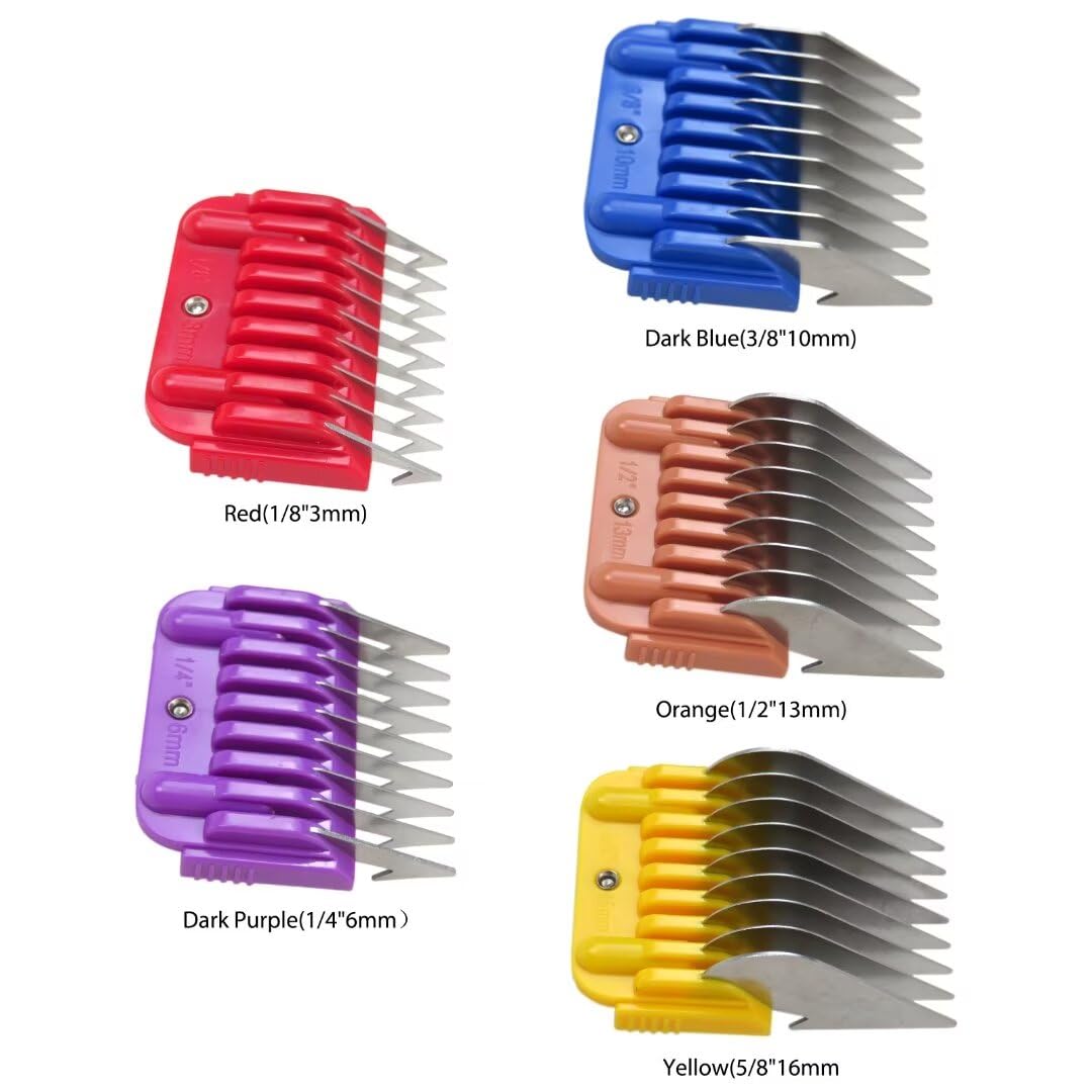 New Upgraded 5 Pcs Stainless Steel Pet Clipper Guide Comb Kit for Andis Oster A5 Wahl KM10 Series Clipper Detachable Blade Beauty and Personal Care Gxcdizx