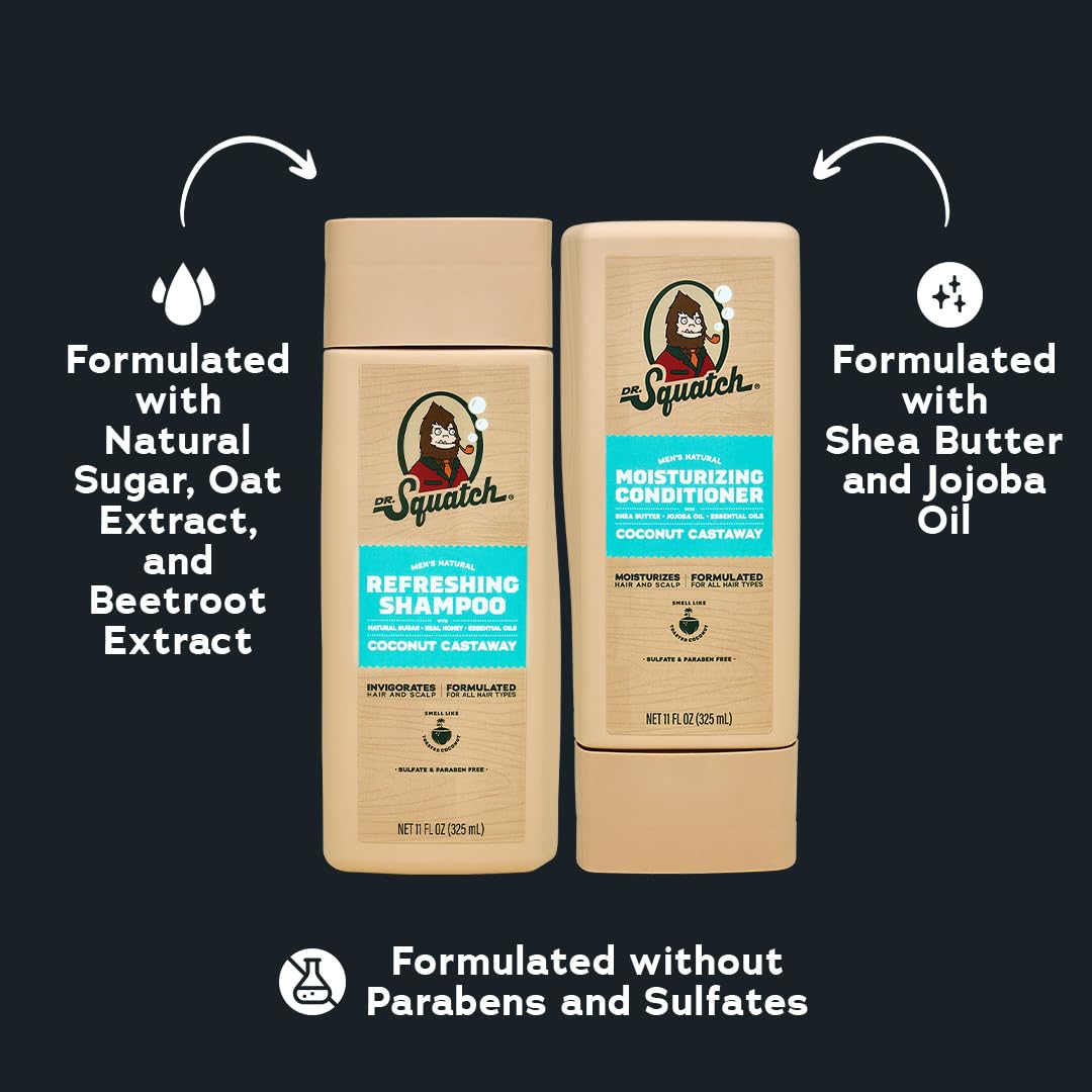 Dr. Squatch Full + Thick Men's Shampoo and Conditioner Set - For Fuller, Thicker-Looking Hair - Natural Shampoo and Conditioner for Men - Coconut Beauty & Personal Care Dr. Squatch