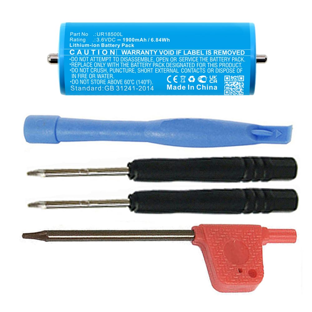 MPF Products 1900mAh UR18500Y, UR18500L, 81377206 Battery Replacement Compatible with Select Braun Series 5, Series 7, Series 8, Series 9, Pulsonic Beauty and Personal Care MPF Products