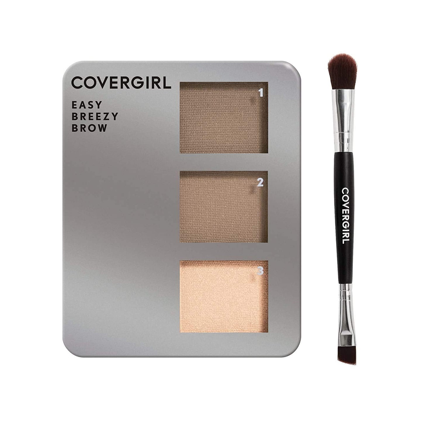 COVERGIRL - Easy Breezy Brow Powder Kit, three shades brow definer, professional double-ended angled brush, effortless, 100% Cruelty-Free Beauty & Personal Care COVERGIRL