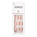 KISS imPRESS No Glue Mani Press On Nails, Design, 'Petite Secrets', Pink, Petite Size, Squoval Shape, Includes 30 Nails, Prep Pad, Instructions Sheet Beauty & Personal Care imPRESS