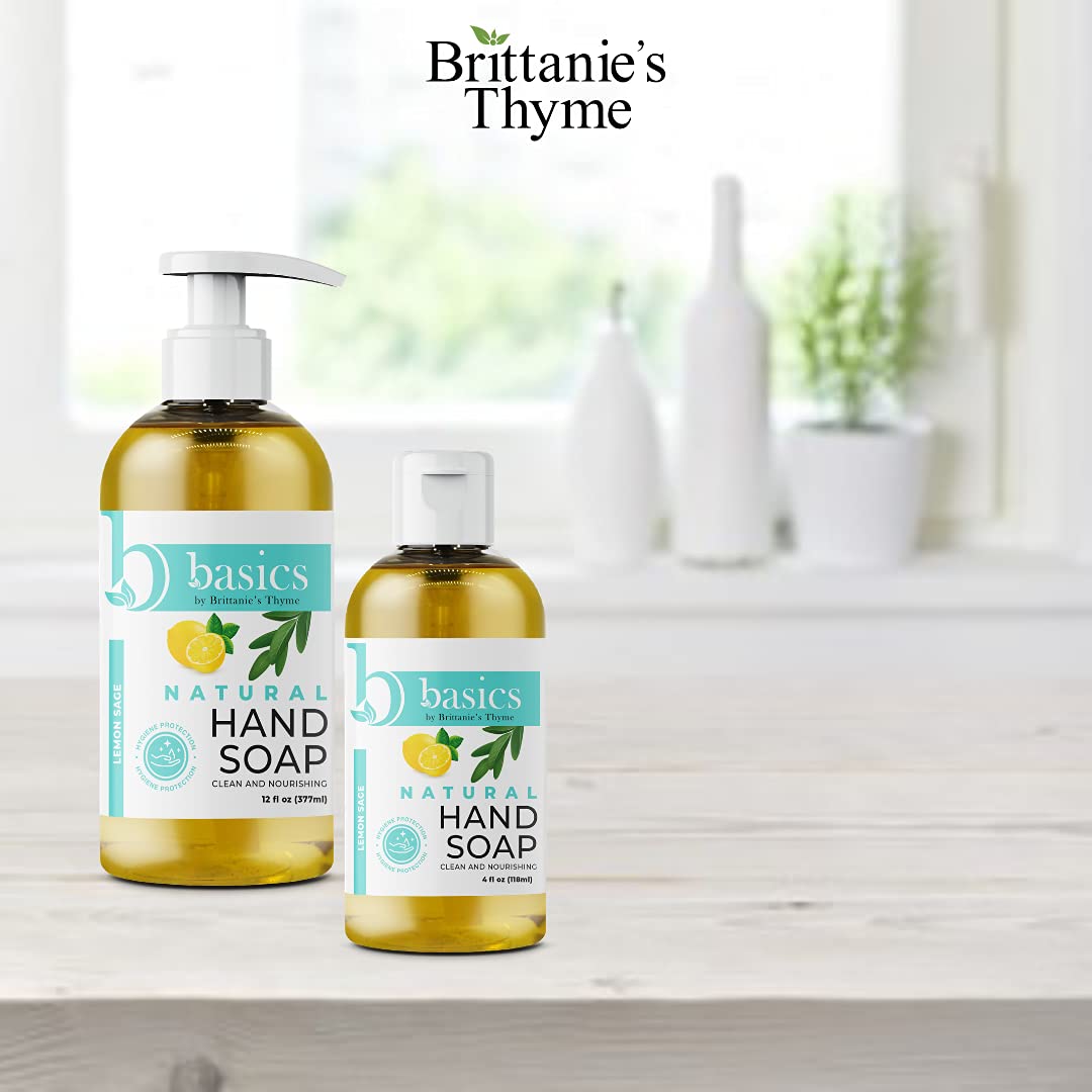 Brittanie's Thyme Basics Natural Olive Oil Hand Soap, Lemon Sage - 12 fl oz, Pack of 3 - Cruelty Free, Vegan, No Synthetic Additives, No Sulfates Beauty & Personal Care Brittanie's Thyme