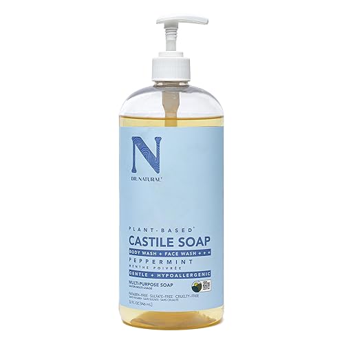 Dr. Natural Castile Liquid Soap, Peppermint, 32 oz - Plant-Based - Made with Organic Shea Butter - Rich in Coconut and Olive Oils - Sulfate Beauty & Personal Care Dr. Natural