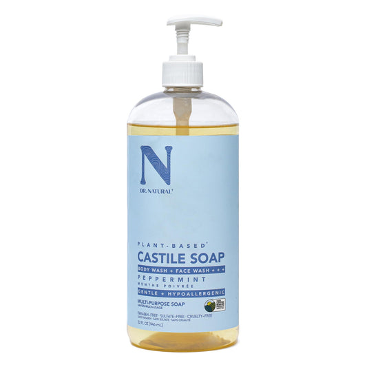 Dr. Natural Castile Liquid Soap, Peppermint, 32 oz - Plant-Based - Made with Organic Shea Butter - Rich in Coconut and Olive Oils - Sulfate Beauty & Personal Care Dr. Natural