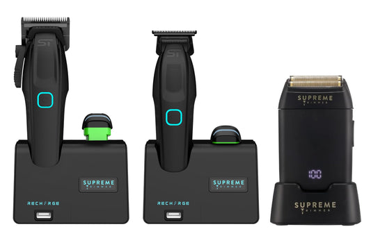 Supreme Trimmer 3-in-1 Recharge Hair Clipper, Beard Trimmer & Crunch Foil Shaver Combo - Removable Batteries, Smart USB Charging Base, Master Barber Beauty and Personal Care Supreme Trimmer