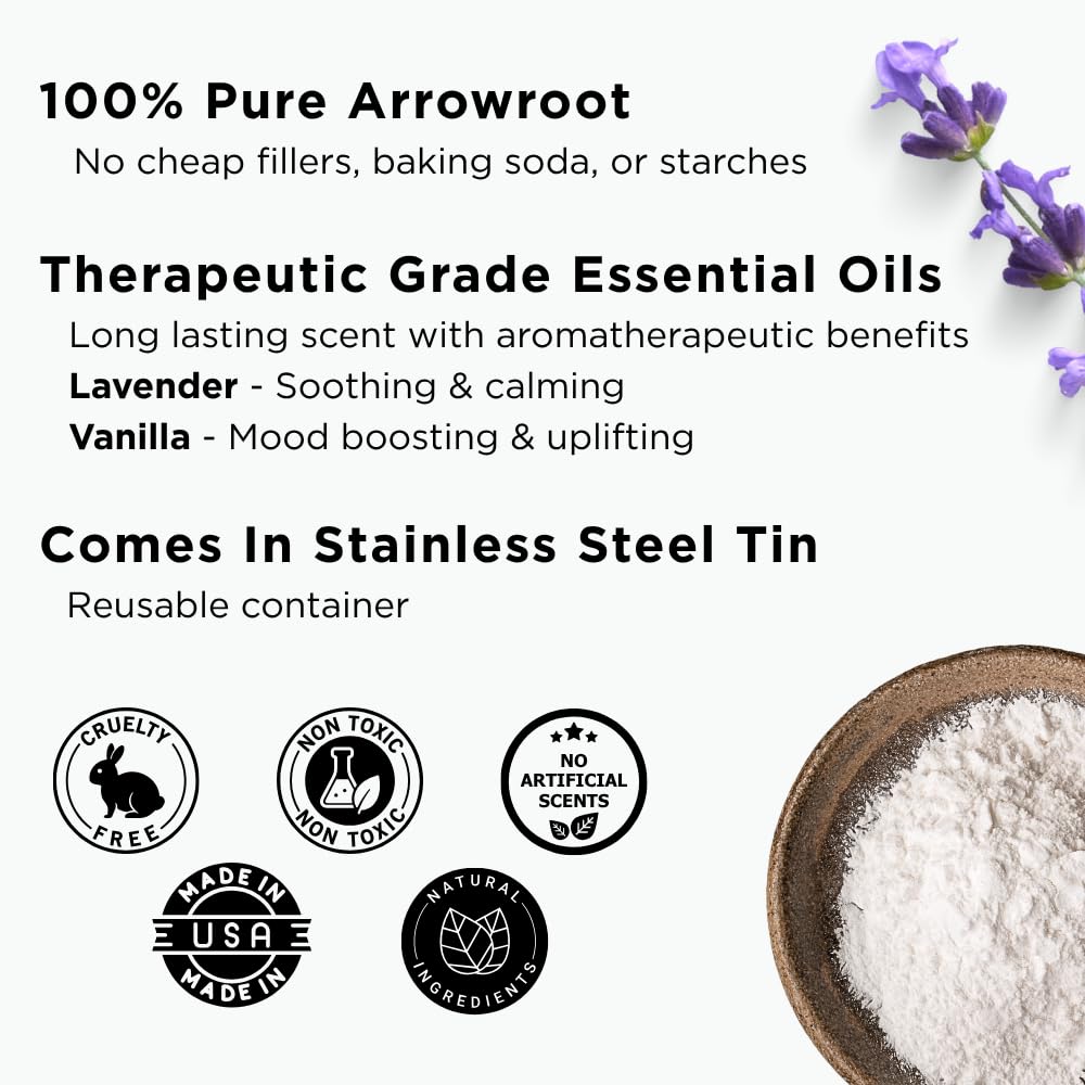 Sumbody Pure Arrowroot Natural Organic Unscented Body Powder - (4oz) Talc Free Cornstarch Free for Men, Women, Teens, Baby Powder Sweat Absorbing Beauty and Personal Care Sumbody
