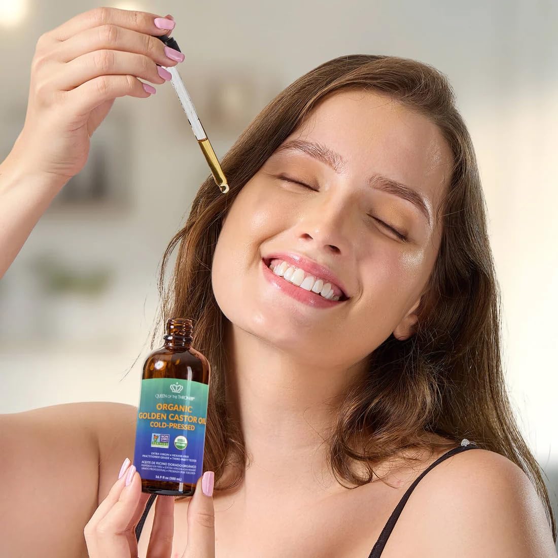 QUEEN OF THE THRONES Organic Golden Castor Oil | 100% Pure for Hair, Skin, Nails, Brows & Lashes | Hexane-Free | USDA Certified [16.9oz (500ml)] Beauty & Personal Care QUEEN OF THE THRONES