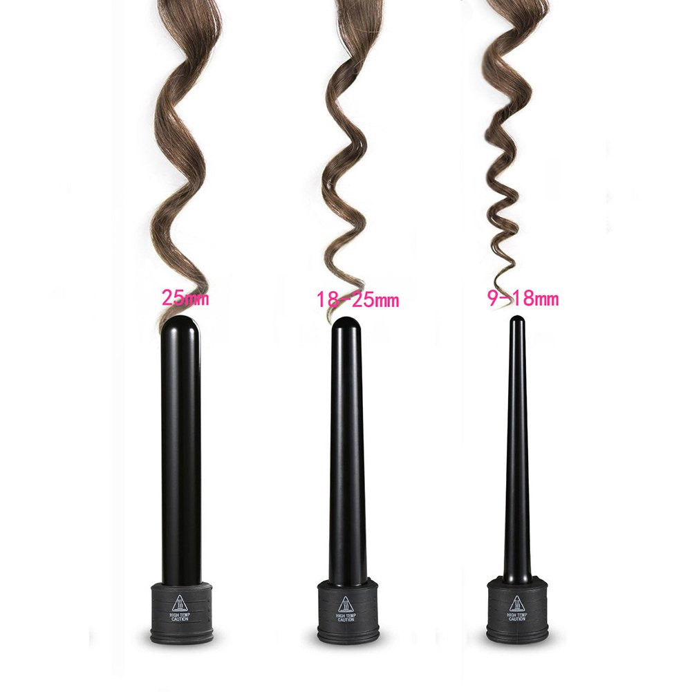 3 in 1 Curling Iron, Curler Wand Set with 3 Interchangeable Ceramic Curling Barrel(0.35”-1.25”), Instant Heat Up, Dual Voltage Hair Curler Beach Beauty & Personal Care JuHaLeiw