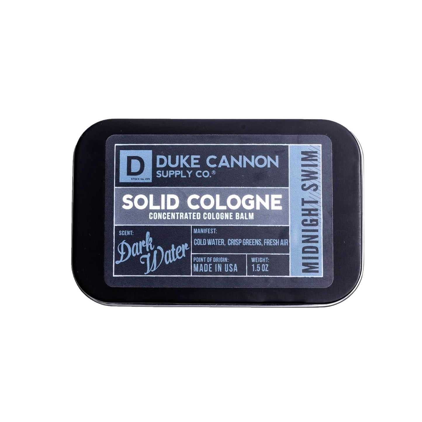 Duke Cannon Supply Co. Solid Cologne for Men Midnight Swim - Cold Water, Crisp Greens, Fresh Air - Concentrated Balm, Coconut Oil, Travel-Friendly Beauty & Personal Care Duke Cannon Supply Co.