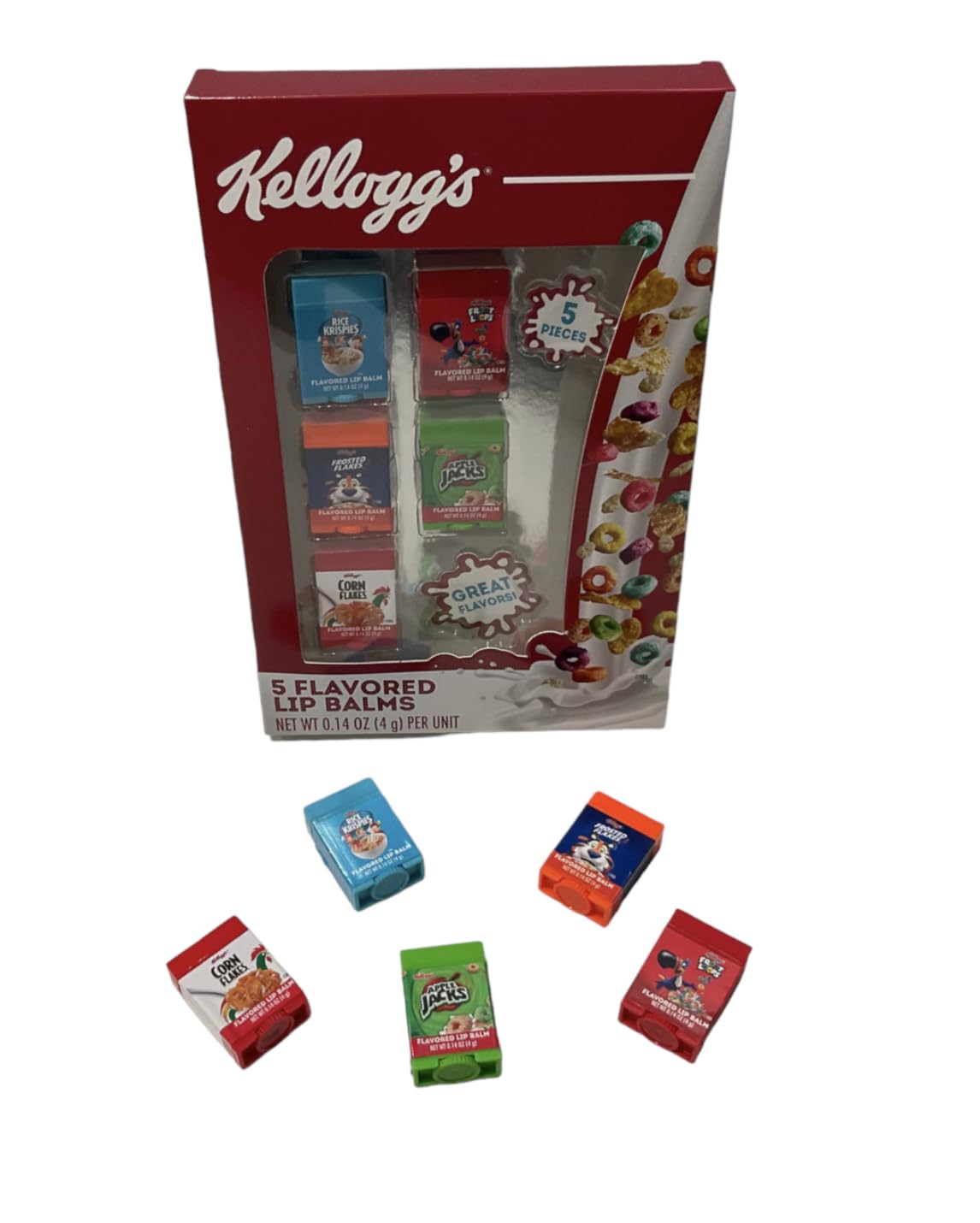 Taste Beauty 5-Piece Kelloggs Cereal Flavored Lip Balm Vending Machine Set, Cute Cereal Box Shaped Balms, Includes Corn Flakes, Rice Krispies, Frosted Beauty & Personal Care Taste Beauty