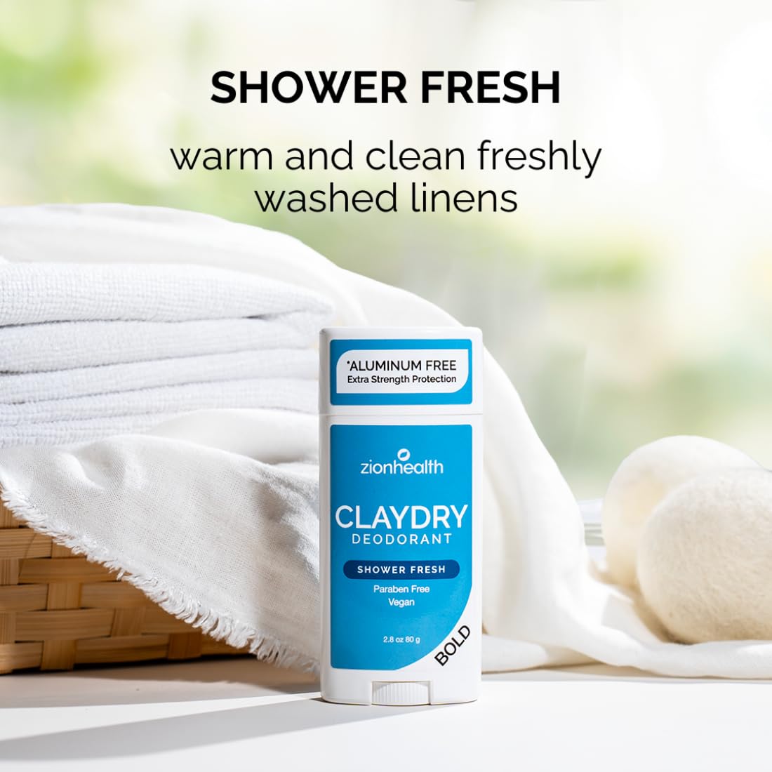 Zion Health Bold, ClayDry Deodorant, Shower Fresh, 2.8 oz (80 g) Beauty & Personal Care Adama Minerals