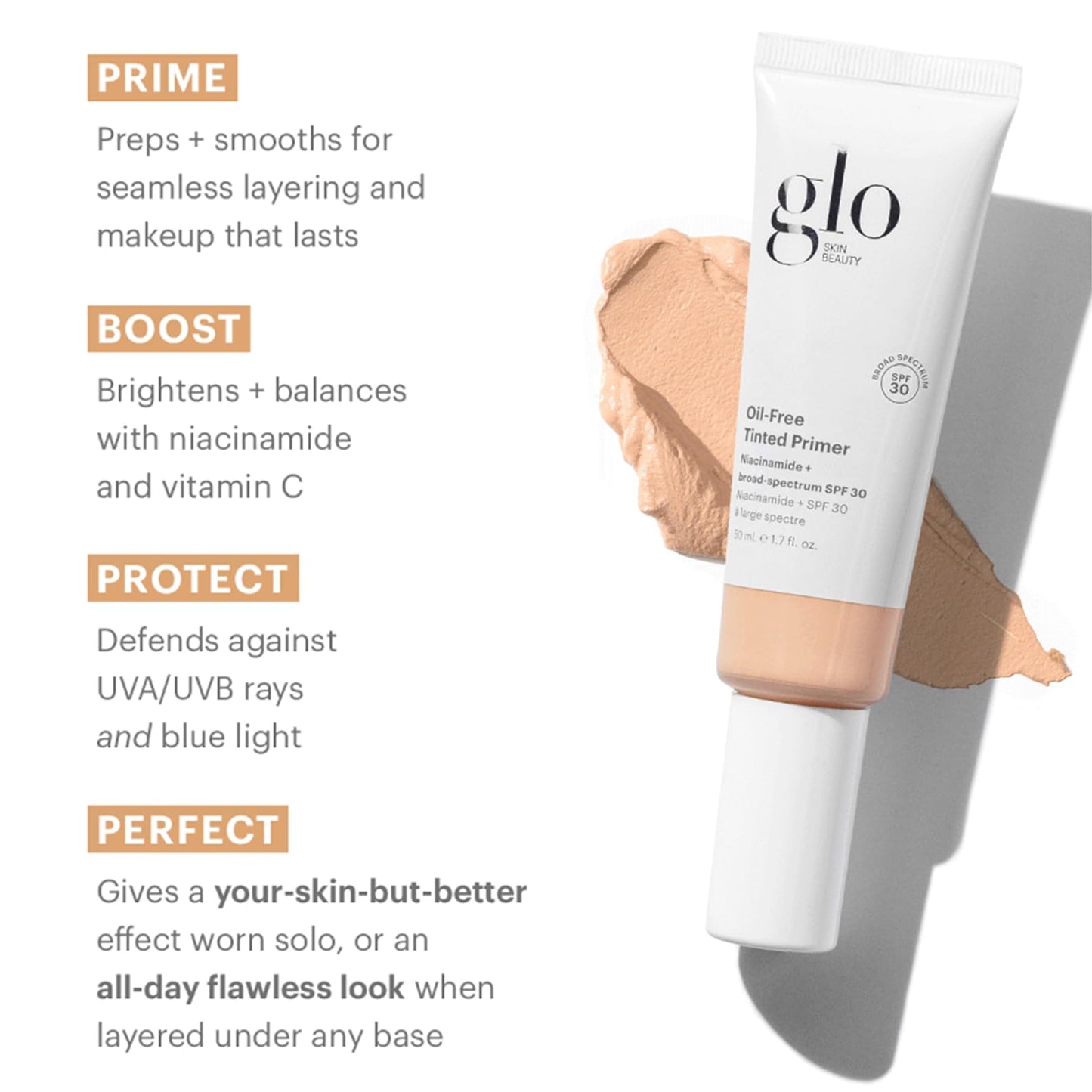Glo Skin Beauty Oil-Free Tinted Primer SPF 30, (Light) 1.7 oz - Mineral Makeup for Face, 4-in-1 Foundation Primer, Sheer Coverage, Skincare Beauty & Personal Care Glo Skin Beauty