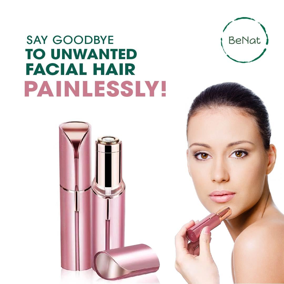 BeNat Facial and Eyebrow Hair Remover Set. 2-Pcs. Rechargeable, Portable, Versatile Facial and Eyebrow Trimmer for Women Beauty and Personal Care BeNat