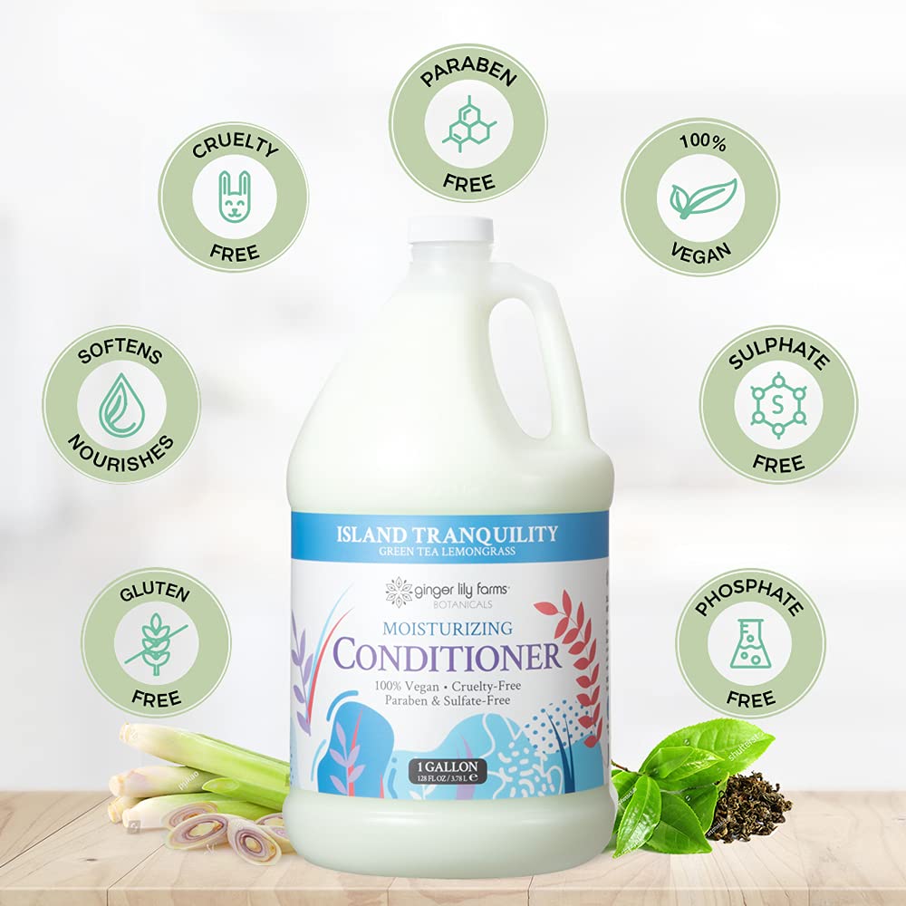Ginger Lily Farms Botanicals Moisturizing Conditioner for Dry Hair, Island Tranquility, 100% Vegan & Cruelty-Free, Green Tea Lemongrass Scent, 1 Beauty and Personal Care Ginger Lily Farms