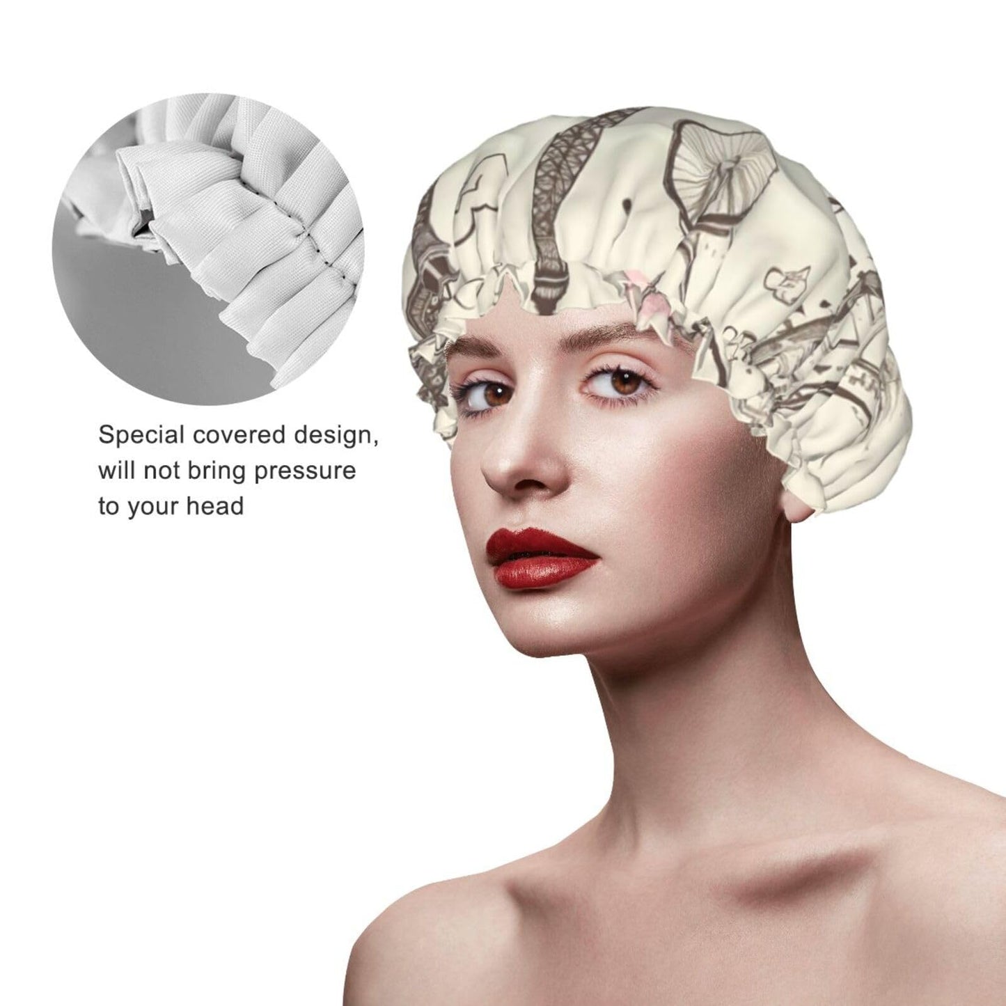 The Eiffel Tower and a Bicycle Shower Cap for Women Men Large Reusable Shower Bonnet Double-Layer Waterproof Bath Caps Elastic Band Hair Hat for All Beauty and Personal Care BWLHJKE