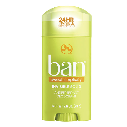 Ban Invisible Solid Antiperspirant and Deodorant for Women and Men, Sweet Simplicity Scent, 2.6 Oz. Beauty and Personal Care Ban