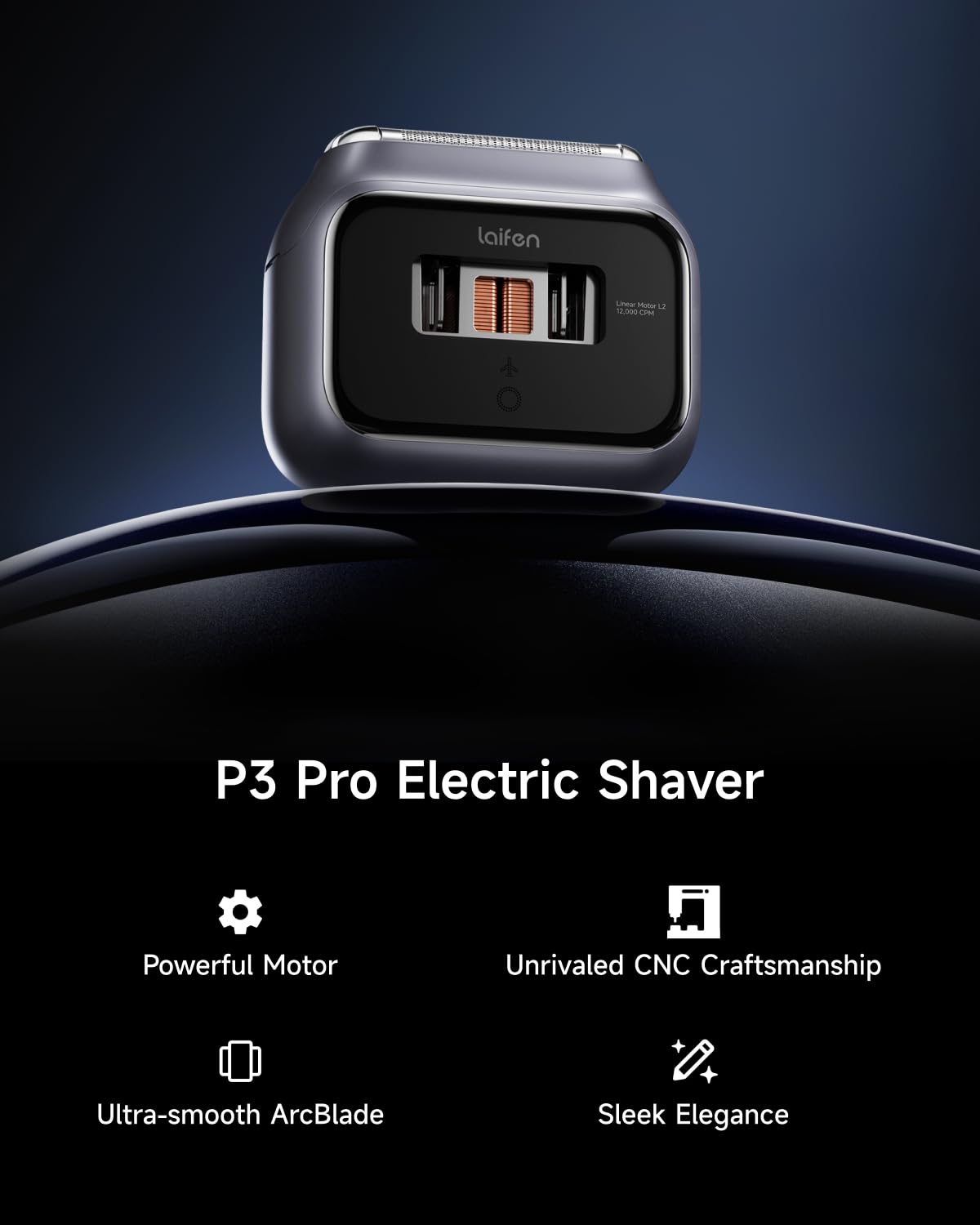 Laifen P3 Pro 3-Blade Electric Shaver, Dual Linear High-Speed Motors 12,000 Cuts/Min, 100-Min Runtime, IPX7 Waterproof, Rechargeable Electric Razor Beauty and Personal Care Laifen