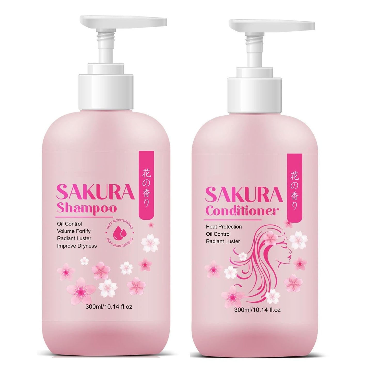 Sakura Shampoo + Conditioner Set, Japanese Shampoo,with Cherry Blossom Extract & Vitamin E, Clarifying - Volumizing Clarifying, Hydrating Beauty & Personal Care Soelegant