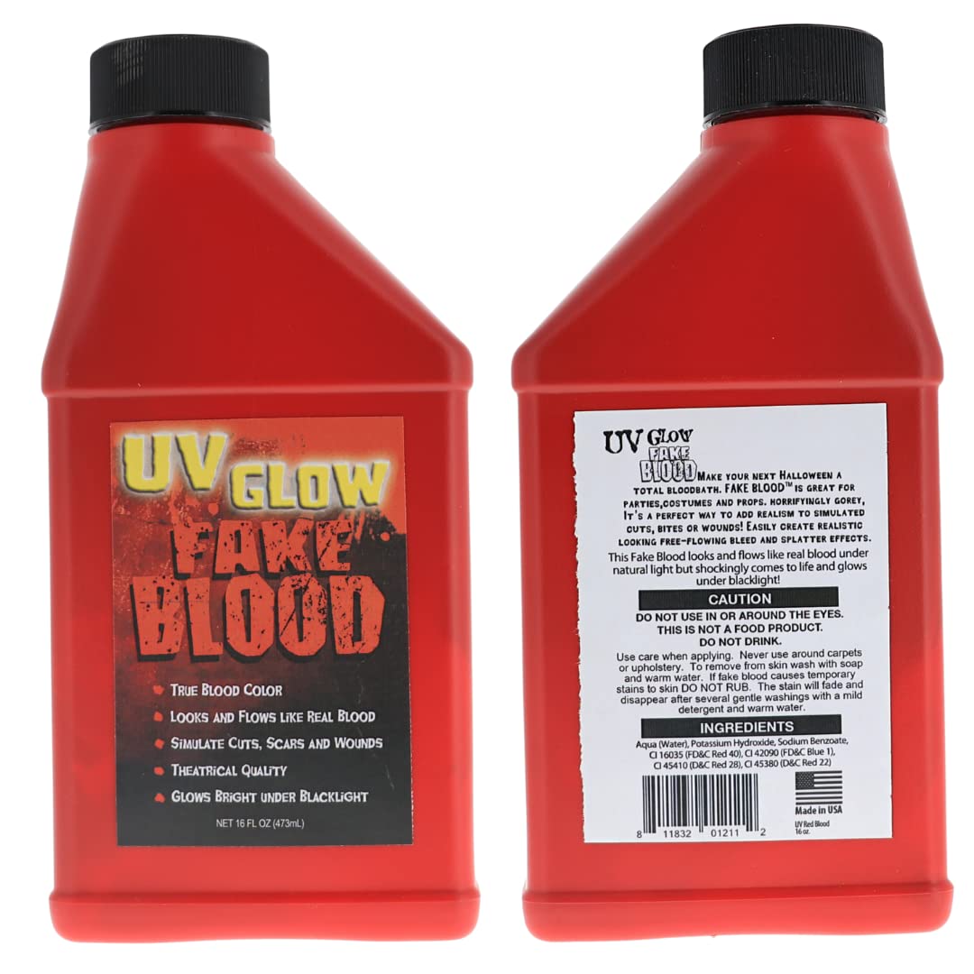 UV GLOW Fake Blood 16 Oz - GLOWS Under Blacklight SHAKE WELL Beauty & Personal Care LLF