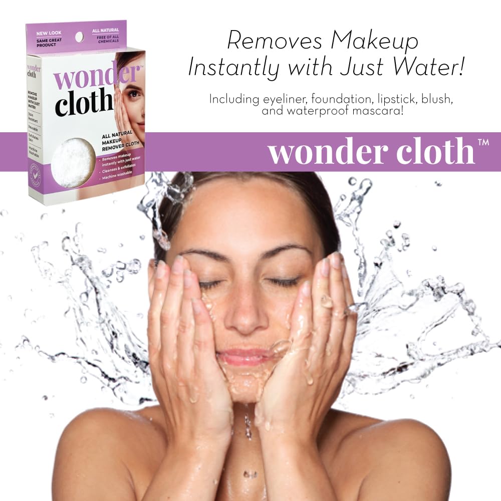 Wonder Cloth (Pack of 2) - All Natural Make-Up Remover Cloth, Removes Makeup Instantly with Just Water, Cleanses and Exfoliates, Machine Washable Beauty & Personal Care Wonder