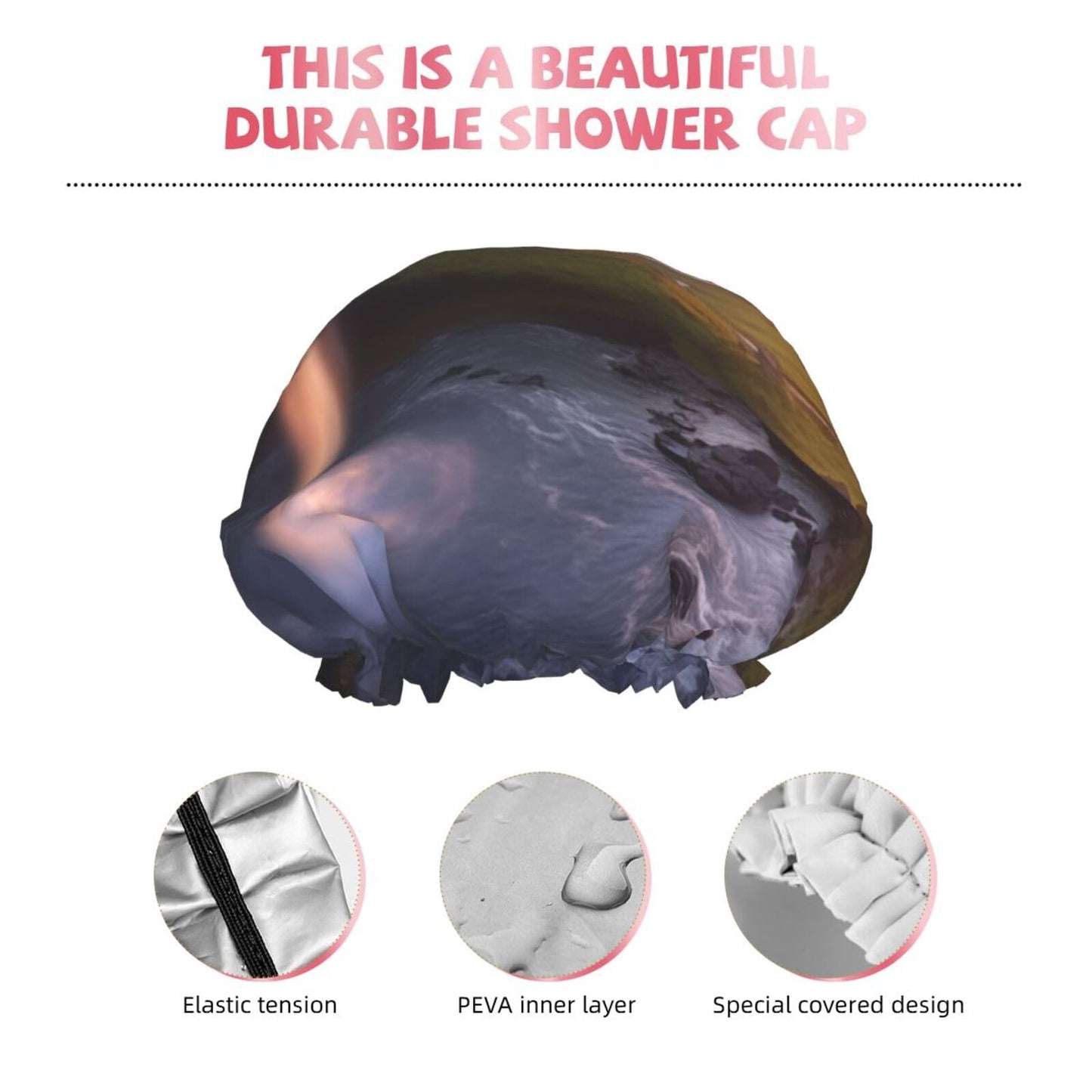 Waterfall at Sunset Shower Cap for Women Men Large Reusable Shower Bonnet Double-Layer Waterproof Bath Caps Elastic Band Hair Hat for All Hairstyles Beauty and Personal Care BWLHJKE