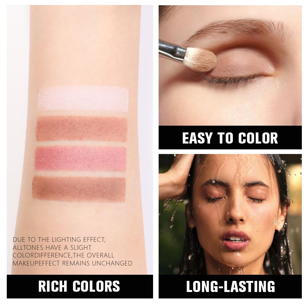 6 Color Eyeshadow Makeup Palette, 6 Rose Gold Dark Brown Nude Black Coffee Champagne Gold Eyeshadows Palette, Everyday Matte Shimmer Finish Eye Makeup Beauty and Personal Care HHLTOH