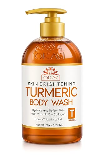 OKAY Turmeric Skin Brightening Body Wash 20 oz - Vitamin C & Collagen Glow Cleanser for Dark Spots & Even Skin Tone Beauty & Personal Care OKAY
