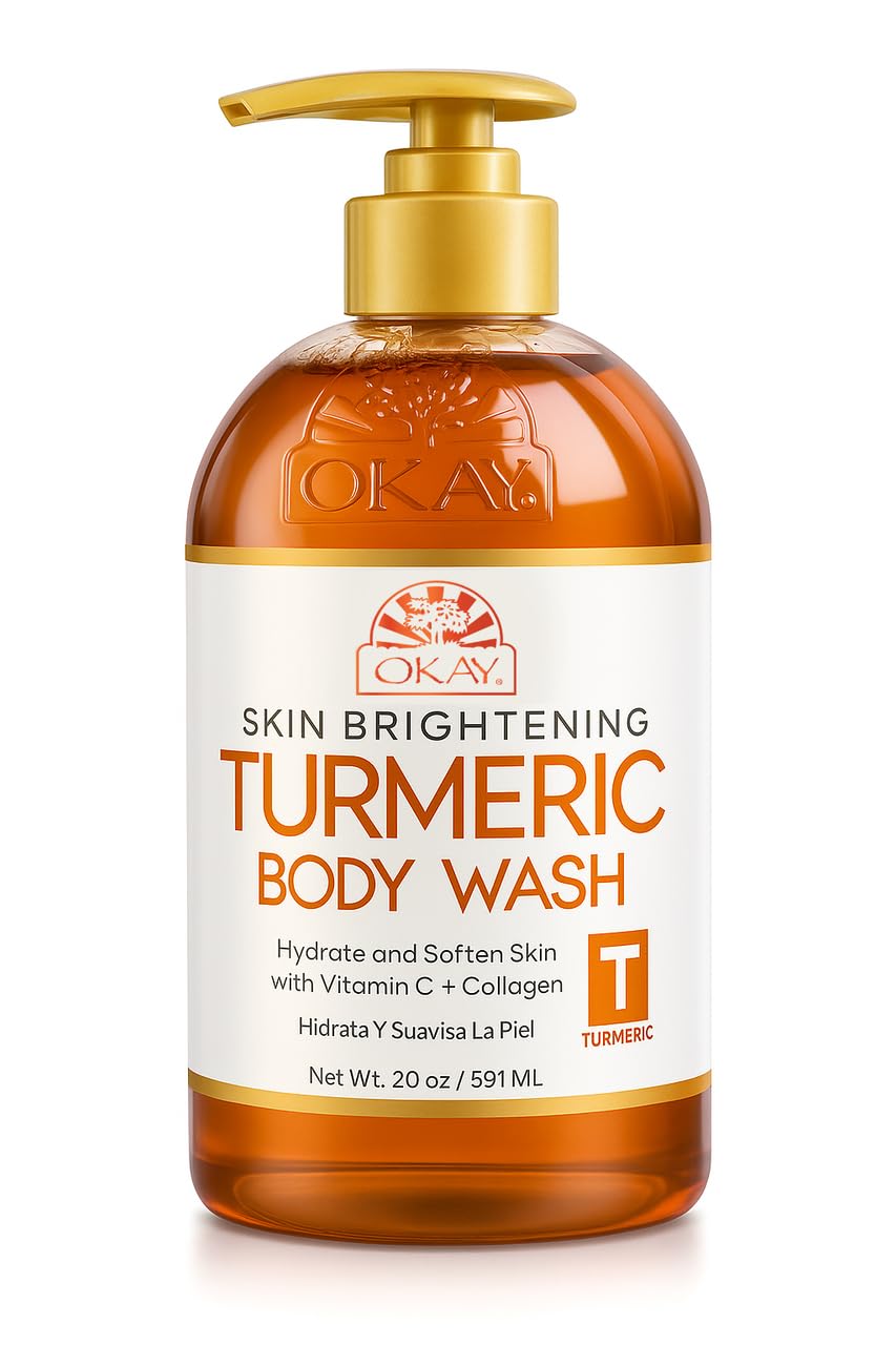 OKAY Turmeric Skin Brightening Body Wash 20 oz - Vitamin C & Collagen Glow Cleanser for Dark Spots & Even Skin Tone Beauty & Personal Care OKAY