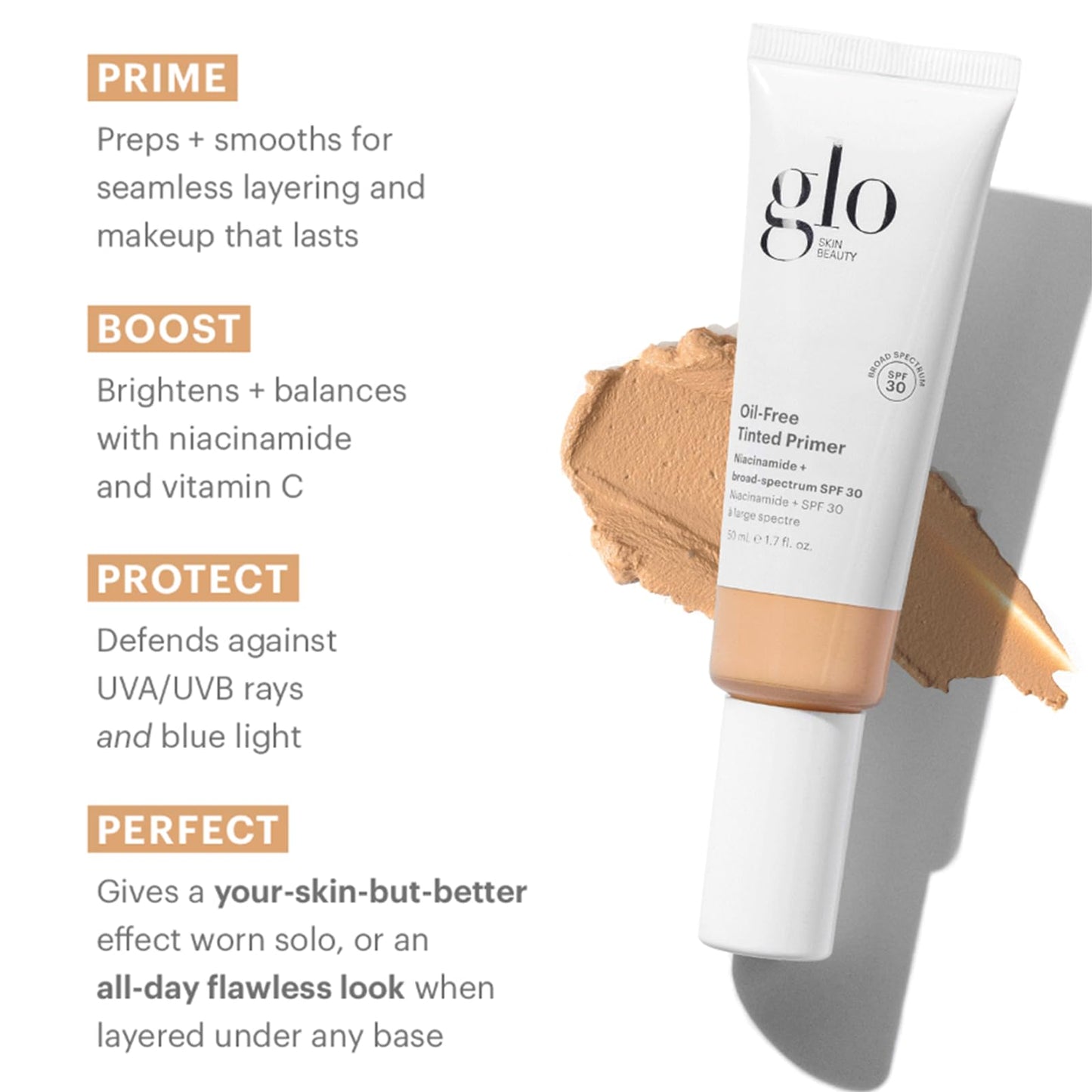 Glo Skin Beauty Oil-Free Tinted Primer SPF 30 - Mineral Makeup for Face, 4-in-1 Foundation Primer, Sheer Coverage, Skincare & Sunscreen With Broad Beauty & Personal Care Glo Skin Beauty