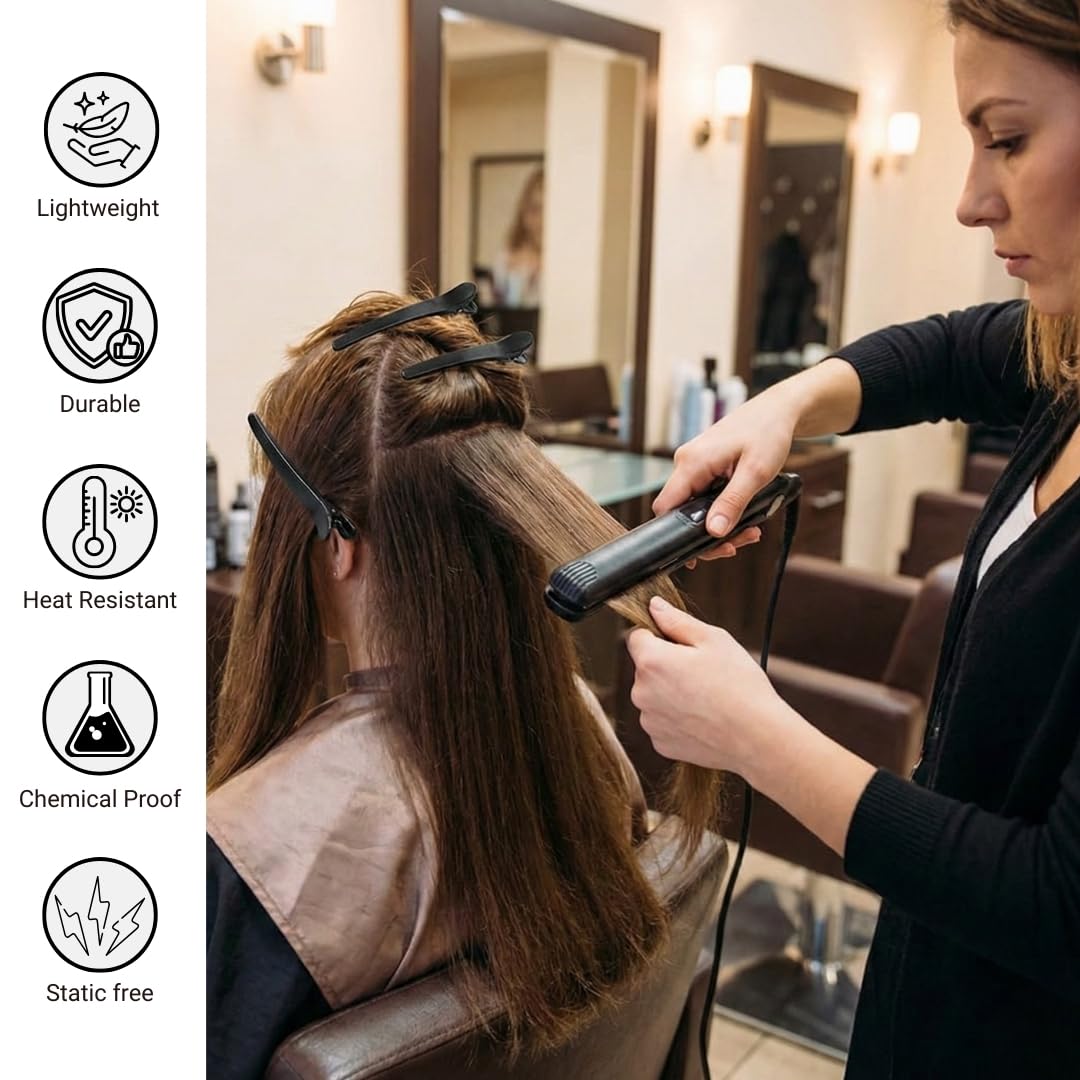 FOLELLO Hair Section Clips for Hair Styling, Unisex Salon Hairdressing Styling Accessories, Carbon Fibre, Lightweight, Durable, Heat Resistant,