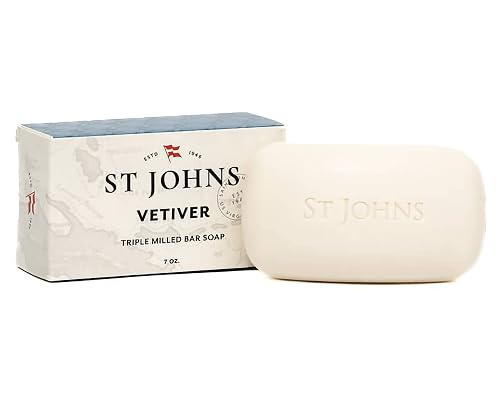 St. John Classic Vetiver Soap Bar | Refreshing Spicy Citrus Soap for Men | USA Made, Triple-milled Soap Bar | Hydrating Body Soap with Olive Oil Beauty & Personal Care St. John