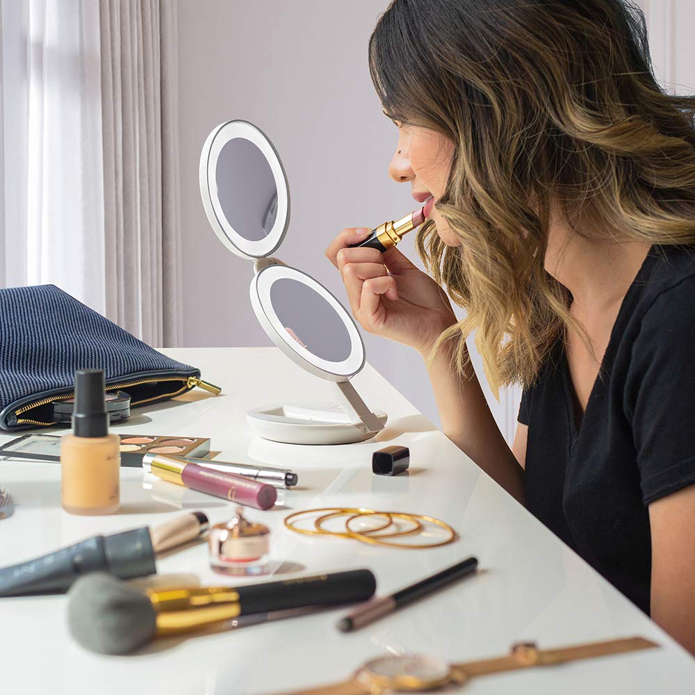 Zadro 4.5" Round LED Compact Mirror 10X/1X Travel Mirror with Lights and Magnification 3 AAA batteries LED Makeup Mirror Beauty & Personal Care Zadro