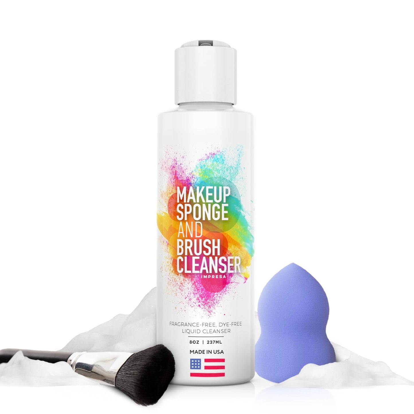 IMPRESA Makeup Sponge & Powder Puff Cleaner Soap - 8 Fl Oz Deep Stain Removal & Brush Cleaning Solution - Gentle Care & Makeup Sponge Cleaner Beauty & Personal Care IMPRESA