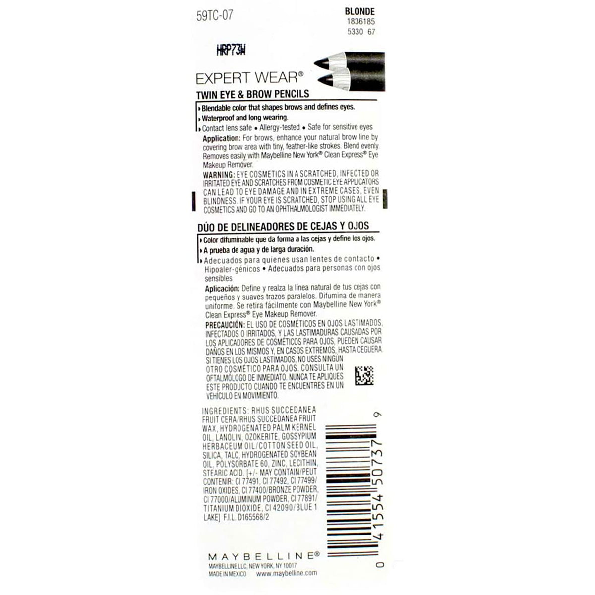 Maybelline Expert Eyes Brow And Eye Pencil, Blonde [107], 0.03 oz (Pack of 2)