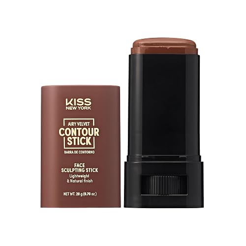 Kiss New York Airy Velvet Contour Stick, Cool Toned Face Sculpting Cream Makeup, Buildable with Lightweight Natural Finish, Hyaluronic Acid & Green Beauty & Personal Care Kiss