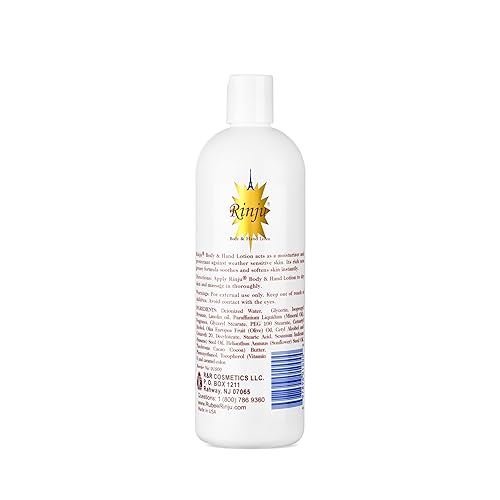 Rinju Body & Hand Lotion - Non-Greasy Lotion for Women & Men - 16 Oz Enriched with Vitamin E for Extremely Dry Skin - Skin Care Essentials Beauty & Personal Care Rinju