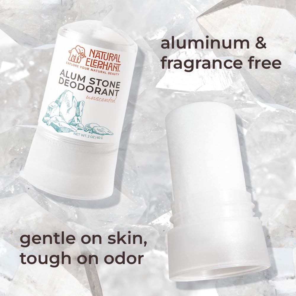 Natural Elephant Alum Stone Deodorant Stick 60g (2 oz) Natural Unscented Aluminum Free Salt Stone for Men and Women Beauty and Personal Care Natural Elephant