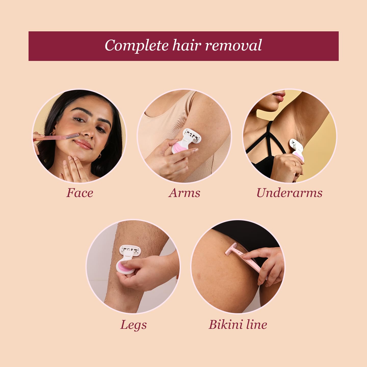 Carmesi Full-Body Shaving Combo with 3 Facial Razors + 1 Body Mini Razor + 1 Bikini Razor - Painless & Precision Face Hair Removal - Prevents Nicks Beauty and Personal Care Carmesi
