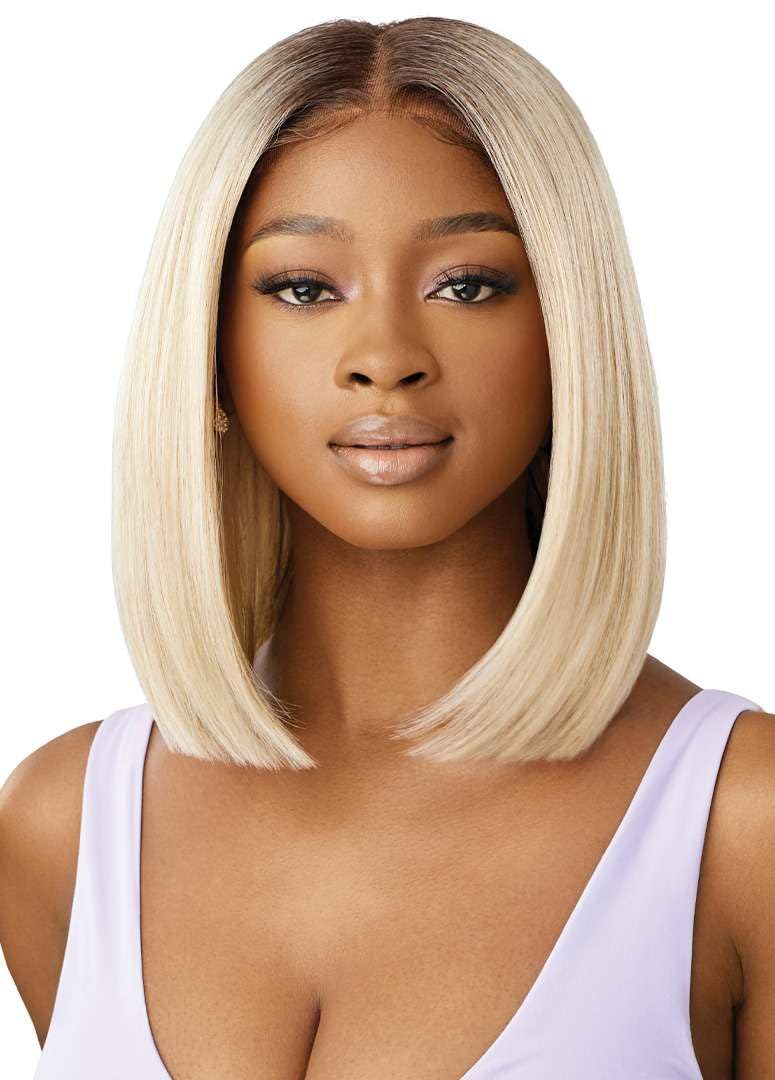 Outre Airtied 100% Fully Hand-Tied Wig - Human Hair Blend - Natural Yaki 12" (DRF CHERRY WINE)